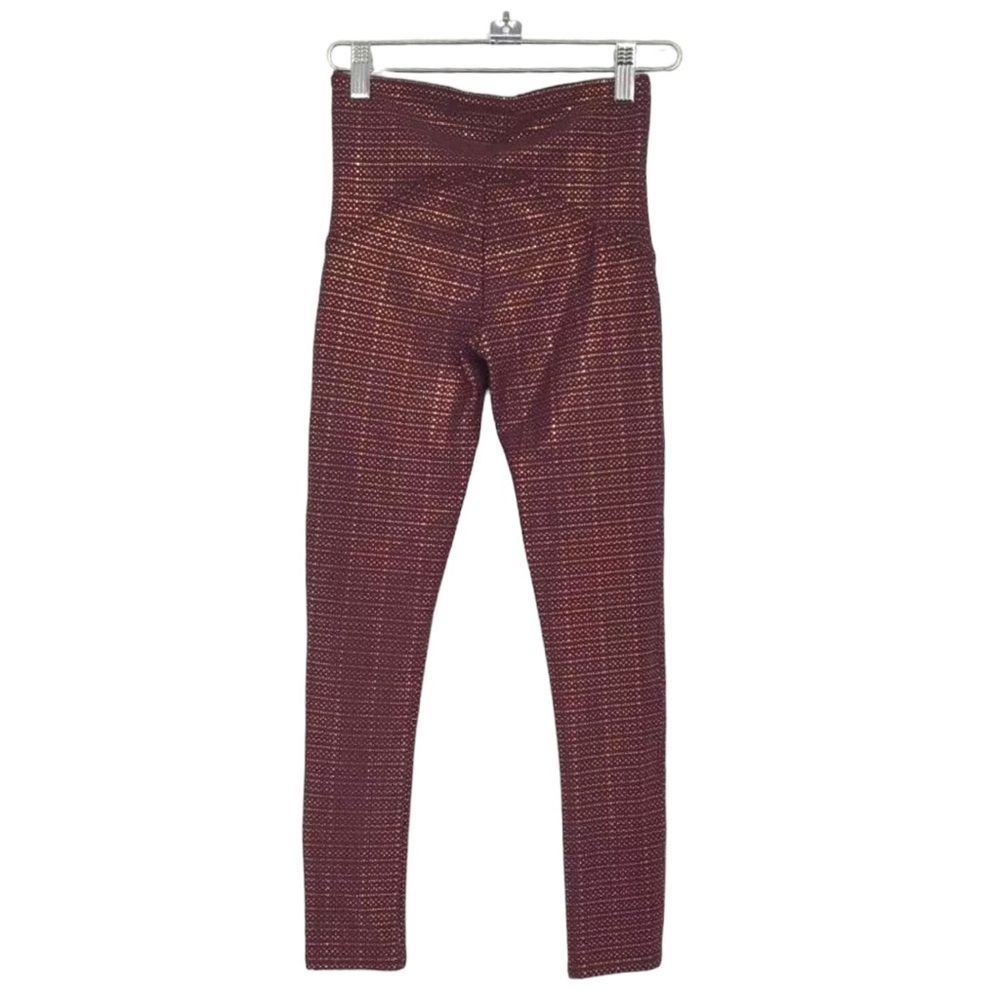 SPANX Active 7/8 Leggings in Wine/Rose Gold Size XS Metallic - Picture 2 of 5